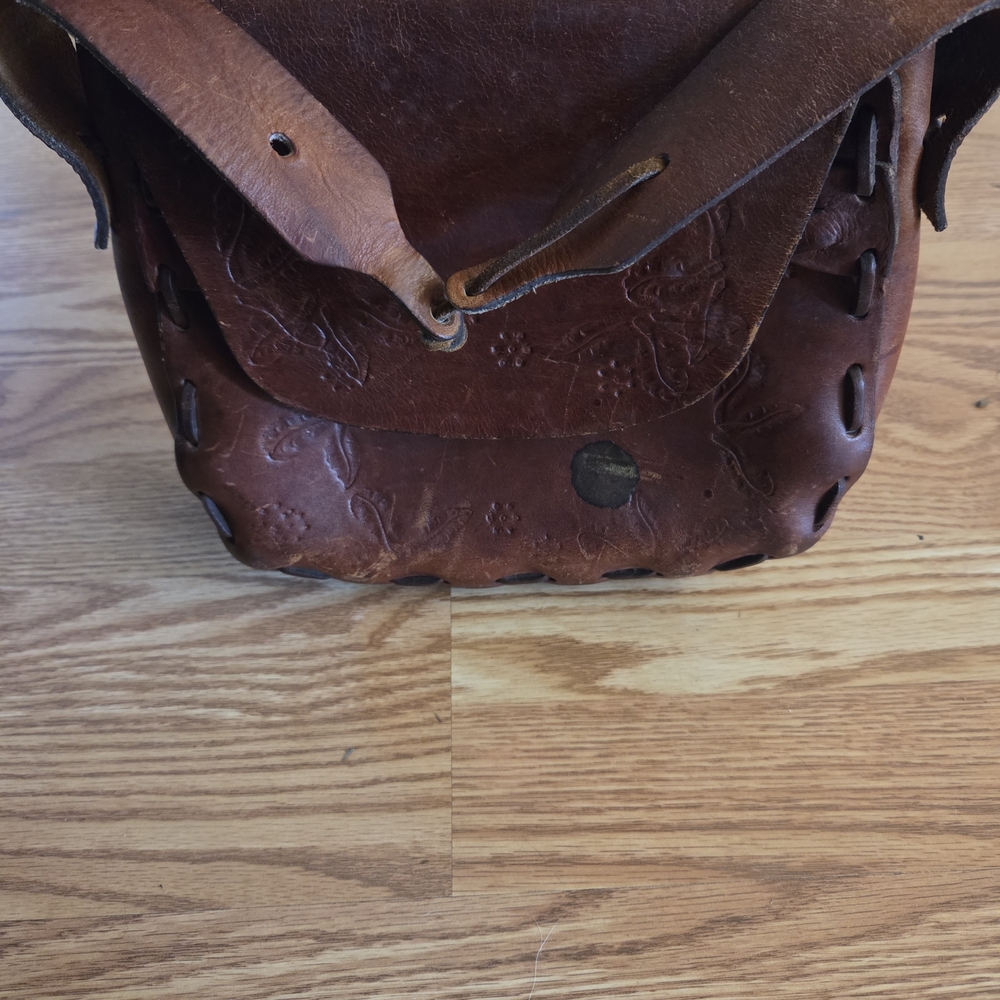 Vintage Tooled Leather Purse Handbag - Picture 7 of 8